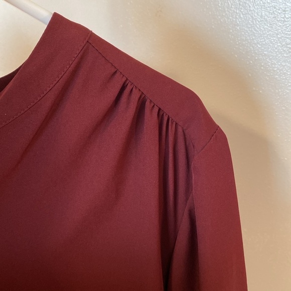 Ryan Wythe button up sleeve navy burnt red mid button up v neck tunic shirt 16 - Picture 4 of 15